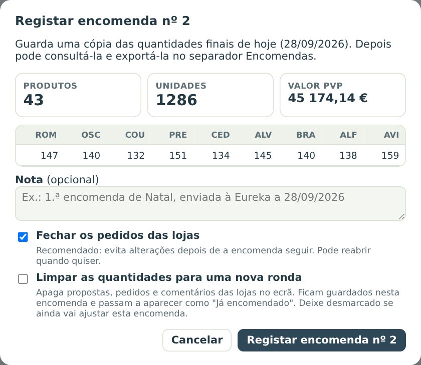 Registar encomenda